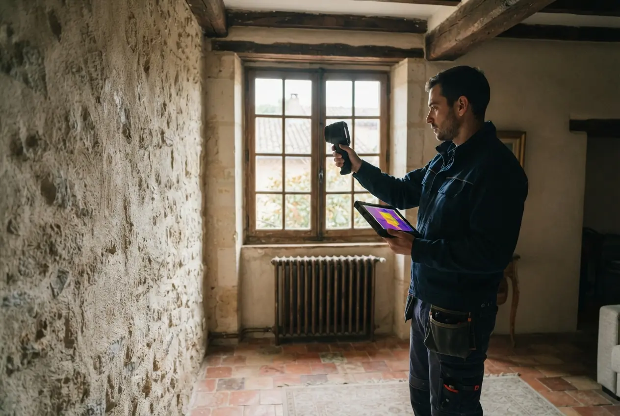 Technicien réalisant un bilan thermique à Sorgues