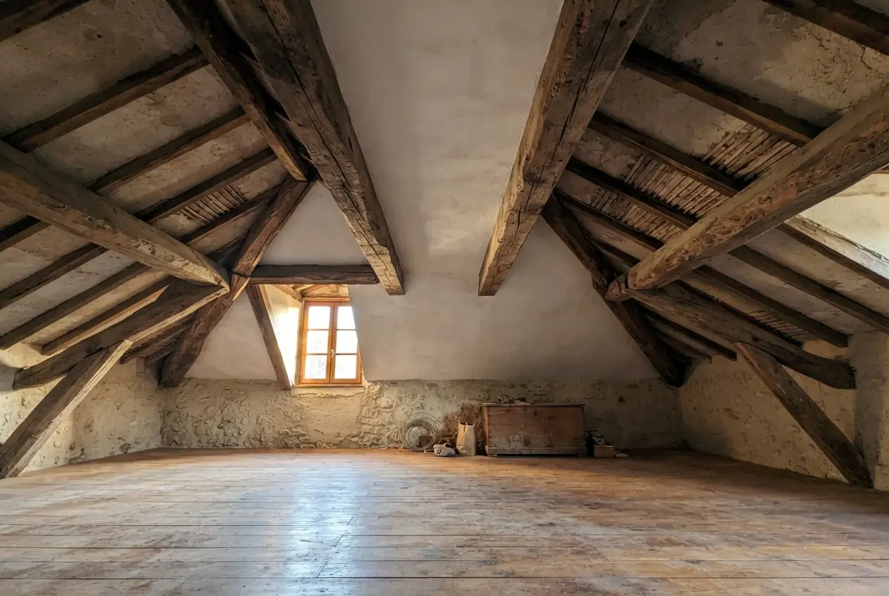 Combles avant installation climatisation gainable à Camaret-sur-Aigues