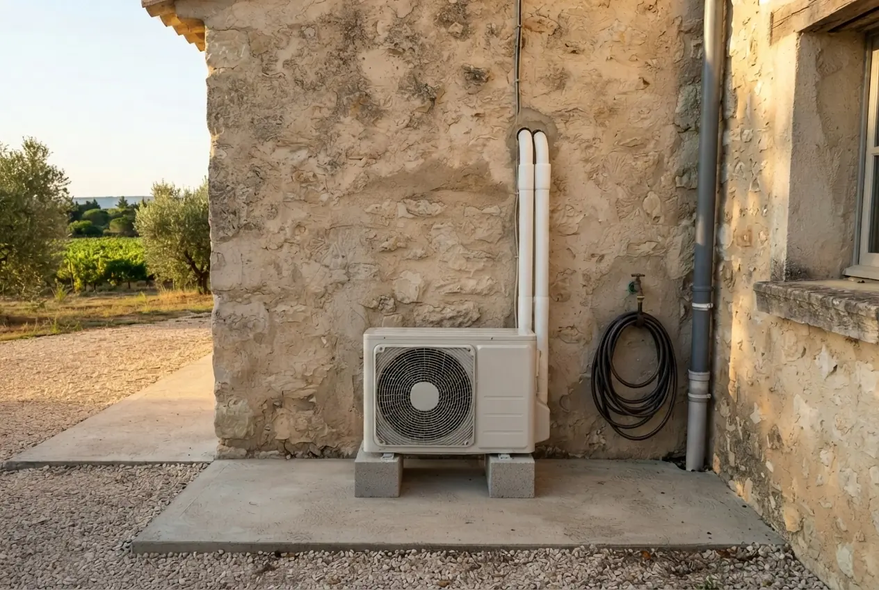 Pompe à chaleur air-eau installée dans un mas à Jonquières